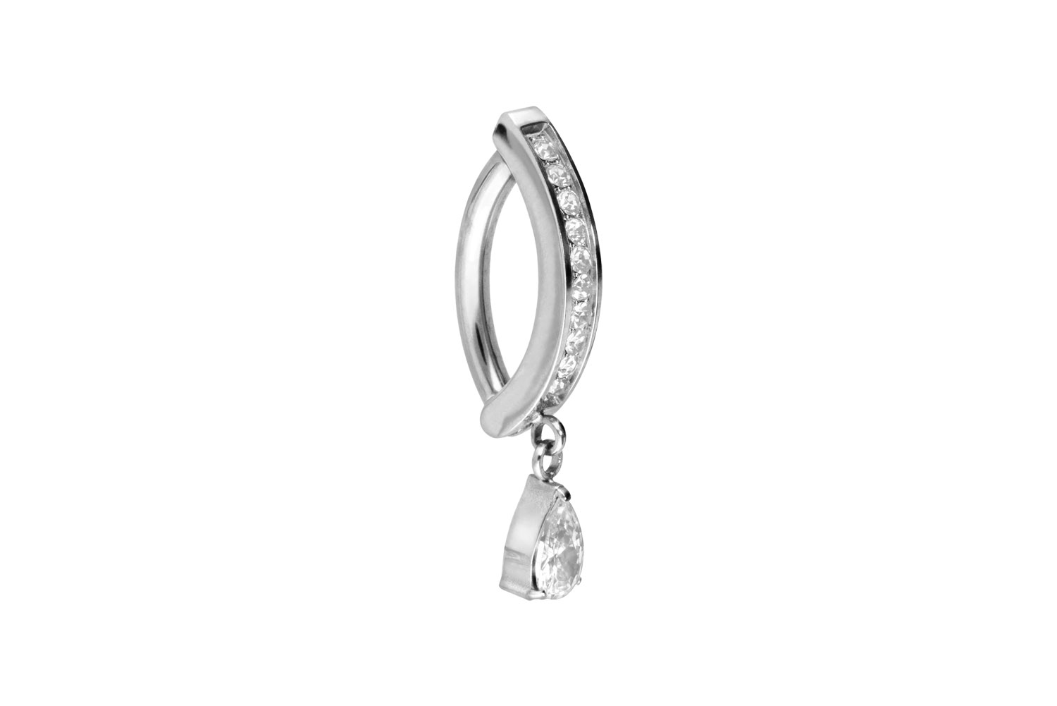 Titan Bauchnabelclicker Bauchnabelpiercing BOGEN + KRISTALLTROPFEN